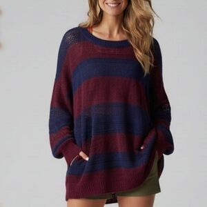 Market & Spruce Striped Sweater - Blue and Purple Striped Size XXL
